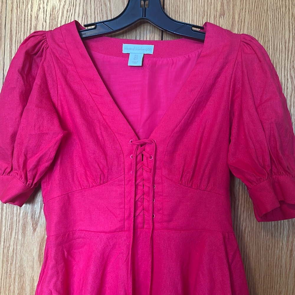House of Harlow 1960 linen blend blend puff sleeve mini dress - Picture 3 of 11